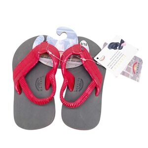 Rainbow Kids' Red Grombows Backstrap PU Nubuck Flip Flop Sandals Size 9/10